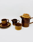 1960s Suffolk Wattlefield brown pottery coffee/tea set