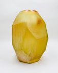 Vintage hand made iridescent amber glass acid washed coated vase