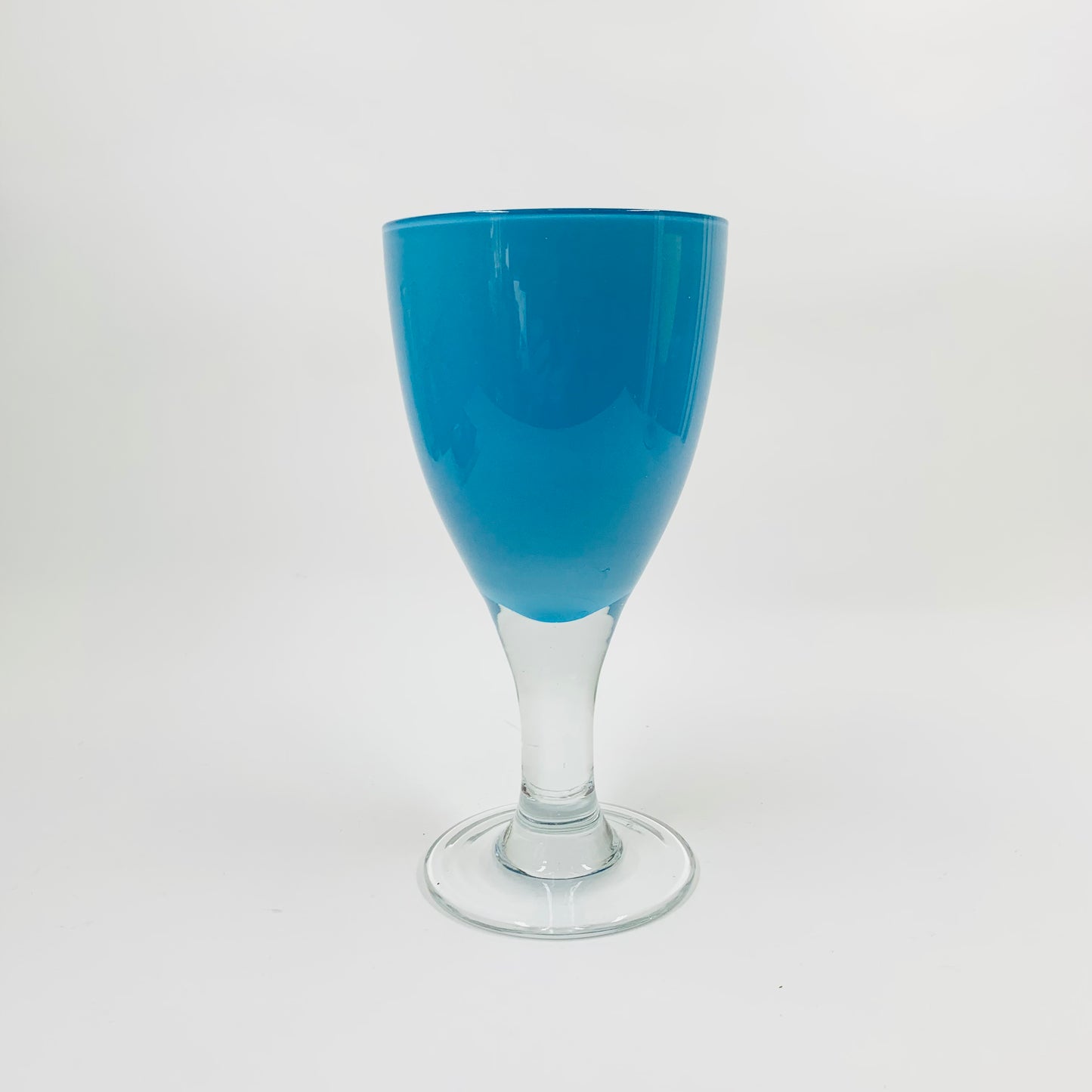 1980s BLUE YELLOW SOMMERSO GLASS WINE GLASSES/GOBLETS