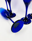 Vintage Libbey cobalt blue glass champagne flutes