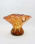 1980s AUSTRALIAN MOUTH BLOWN ORNAGE SPATTER ART GLASS BOWL/VASE