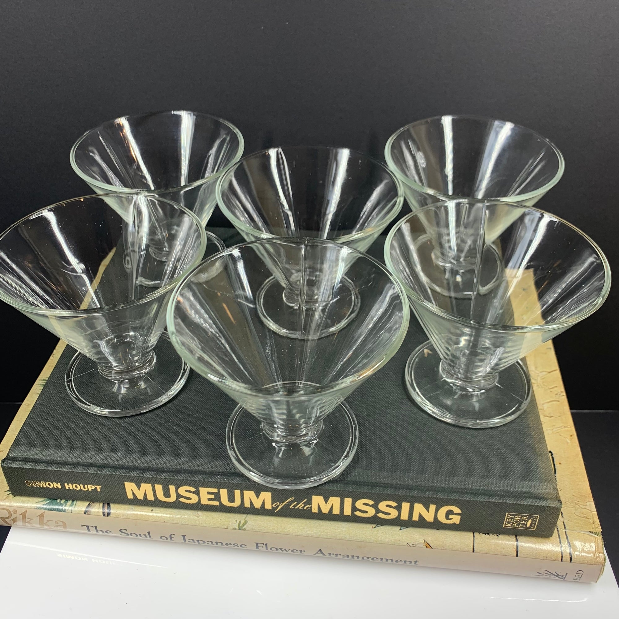 Vintage Bormioli footed glass ice cream bowls/cocktail coupe