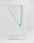 1980s vintage V metal frame glass sheet vase