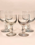 Antique short stem mouth blown grey glass wine goblet