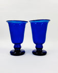 Vintage mouth blown cobalt blue goblet glasses