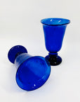 Vintage mouth blown cobalt blue goblet glasses