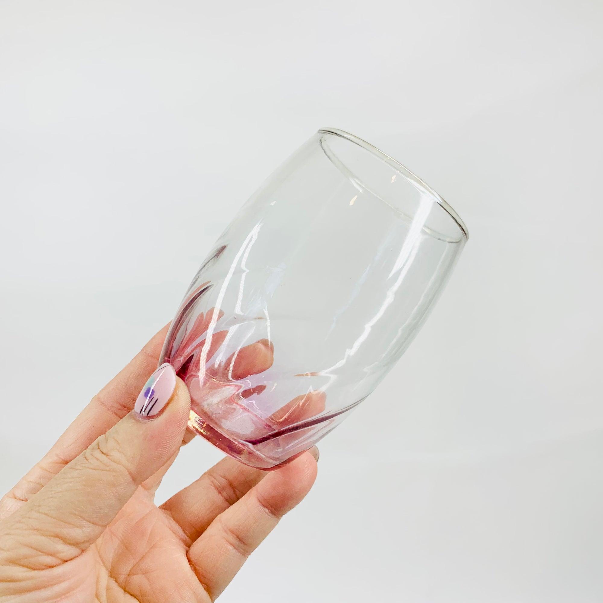 Midcentury iridescent twist harlequin glass water tumblers