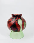 Antique French cameo green and burgundy glass vase