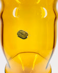 Rare large Midcentury Bohemian amber glass footed vase