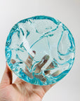 Midcentury Murano turquoise sommerso glass bowl with bullicante