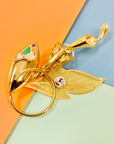 1970s flower brooch with center rhinestone
