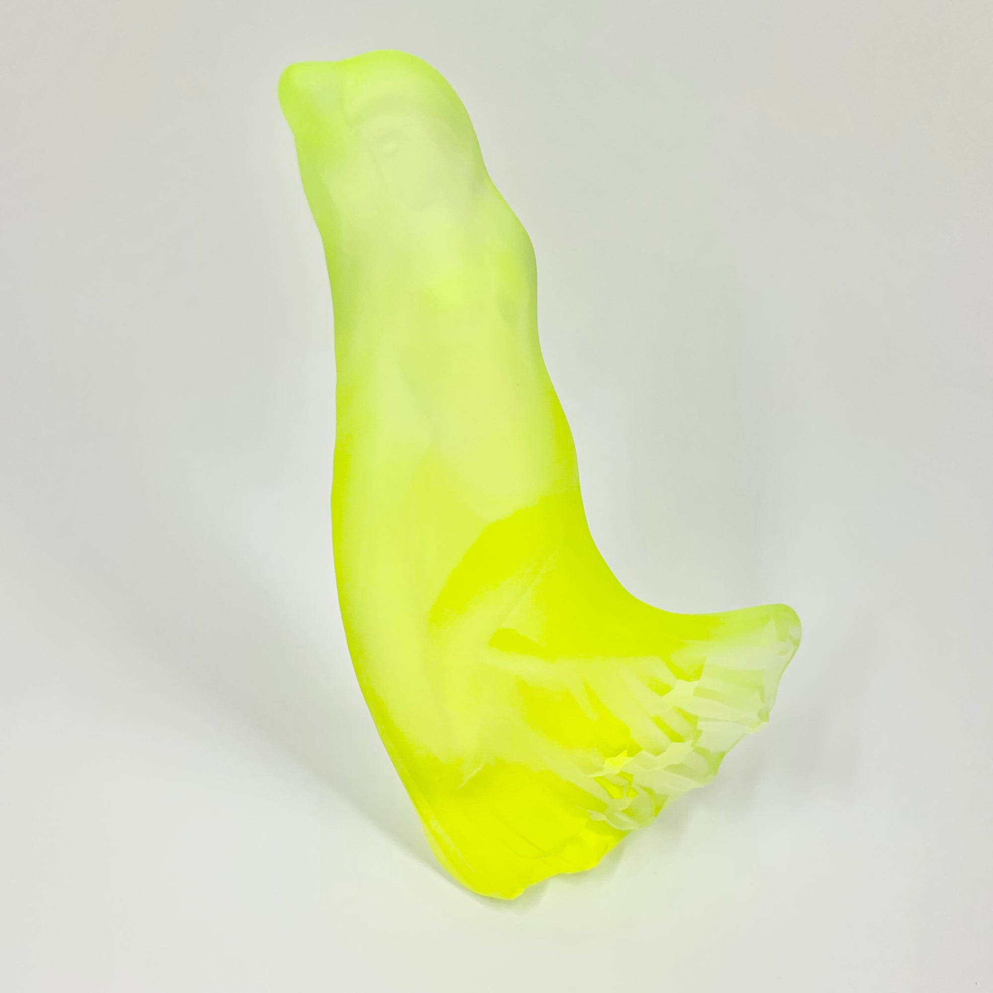 Art Deco reproduction of Lalique Nude with star bangle cape figurine in uranium glass