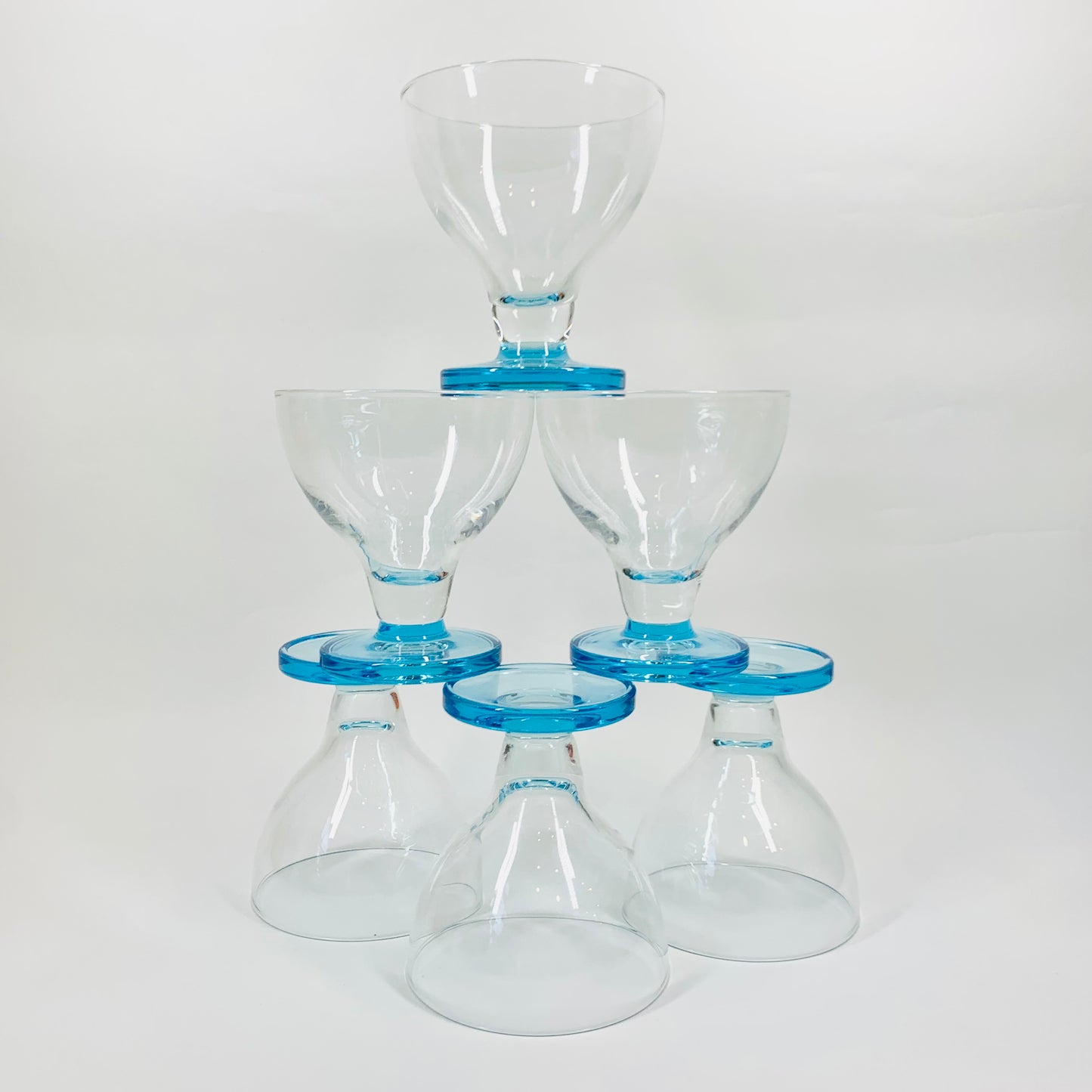 1980s blue round base glass goblets