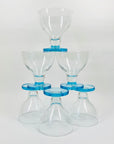 1980s blue round base glass goblets
