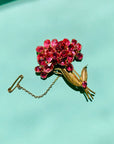 1940s flower brooch with pink glass pastes