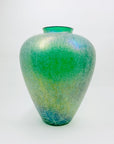 Large antique Art Nouveau Kralik hand made peacock iridescent crackle glass vase