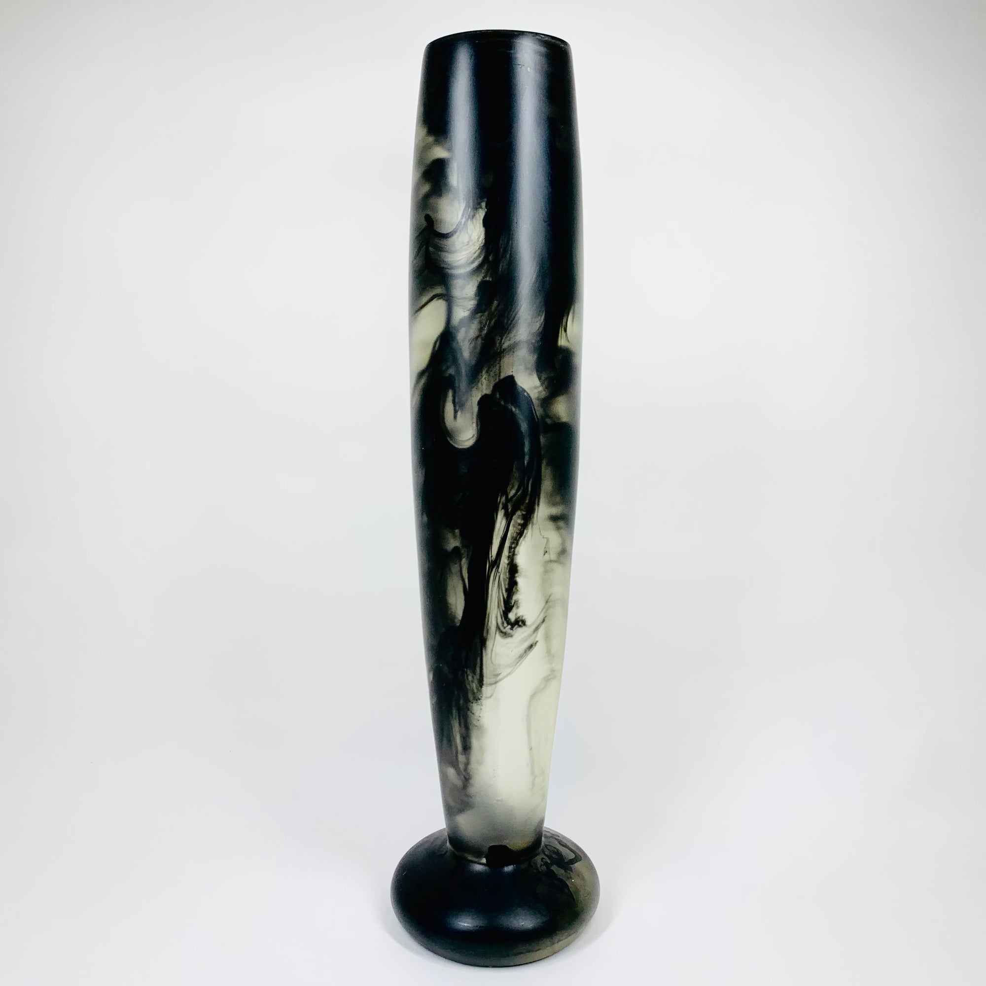 Vintage tall brown resin cylinder vase