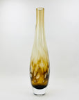 Stunning vintage Czech hand made gold brown mottled glass bottle vase