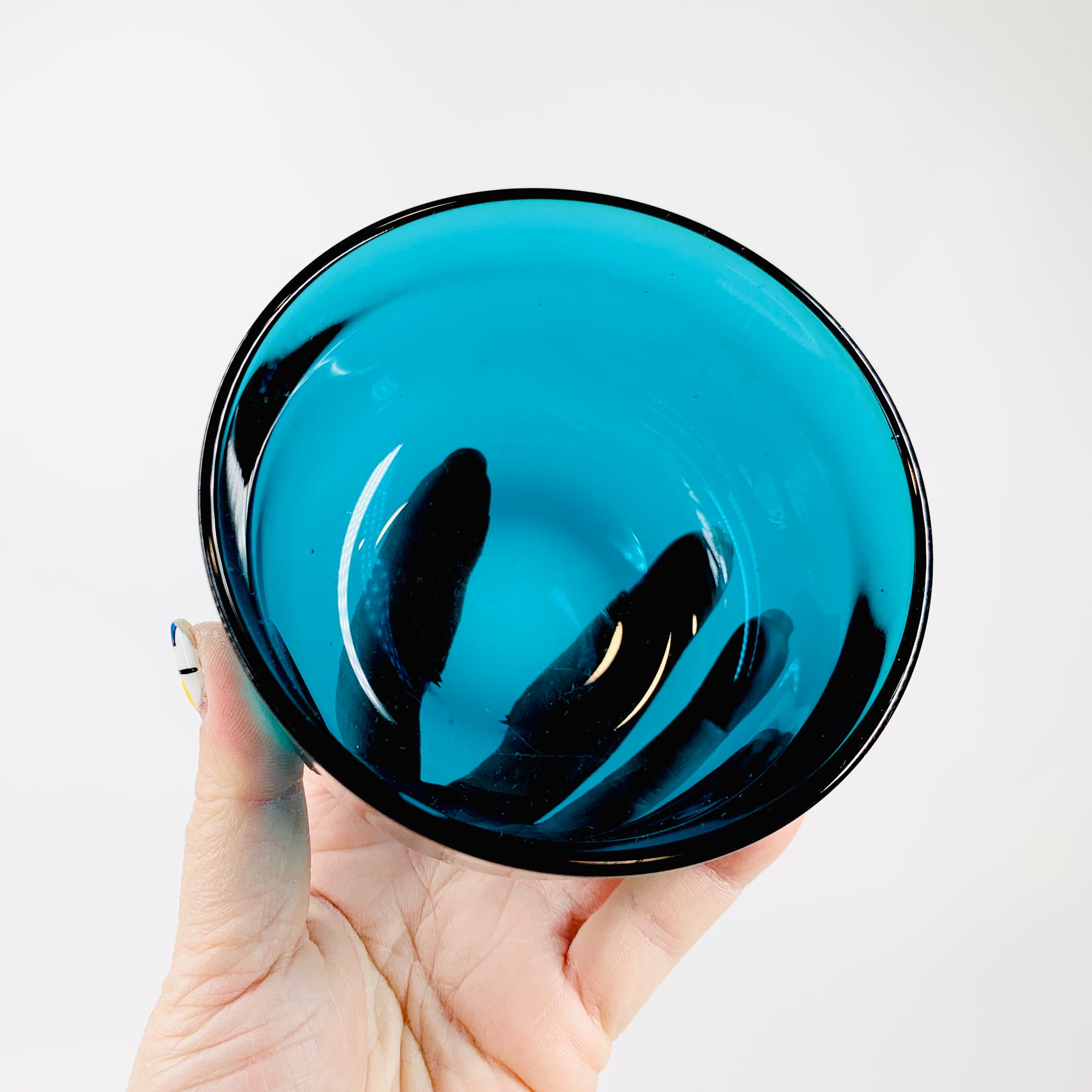 ANTIQUE PEACOCK GLASS DESSERT BOWL