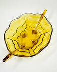 Art Deco amber glass bowl in fish scale pattern