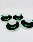 Extremely rare 1920s Victoria Czechoslovakia Art Deco hand painted porcelain coffee cup and matching saucer