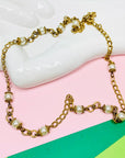 Rare 1980s pearl interlink gold necklace with adjustable clasp