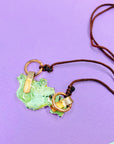 Hand made raw copper nugget pendant on brown cord