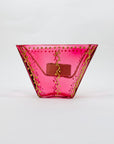 Vintage hand painted Turkish pink glass tea light holder