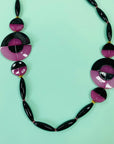 Rare groovy 1970s purple and black beaded necklace