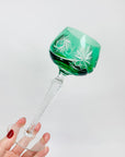 Extremely rare antique cut cameo Hock harlequin crystal wine glasses starburst pattern