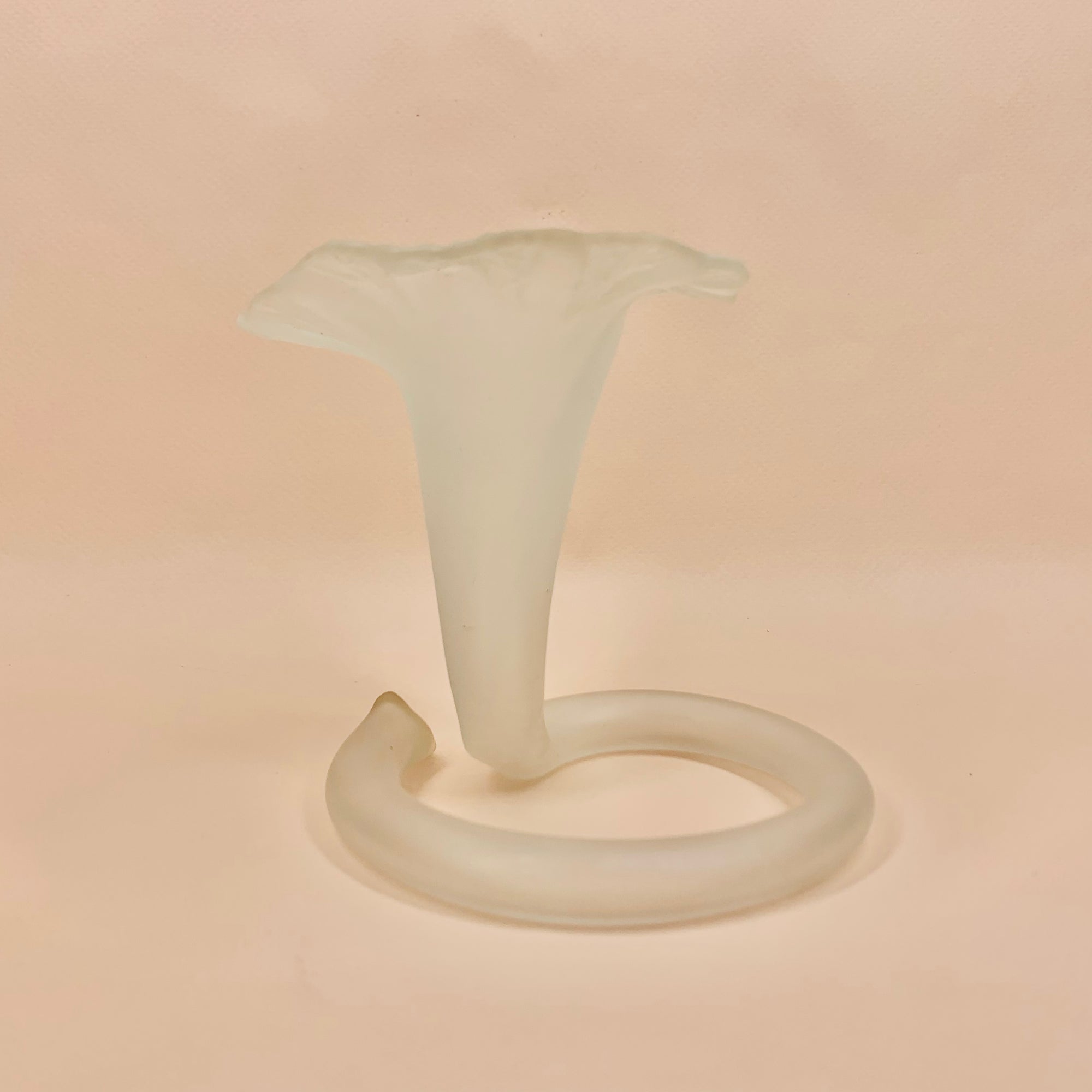 Art Deco white satin glass flower-shaped posy vase