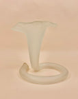 Art Deco white satin glass flower-shaped posy vase