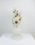 Antique Victorian hand painted floral motif satin glass vase