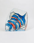 Hand painted fish on paperweight single stem vase