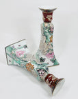 Extremely rare antique pair of Chinese hand painted porcelain candle holders