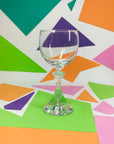 1970s faceted paperweight petal foot glass stem wine glasses