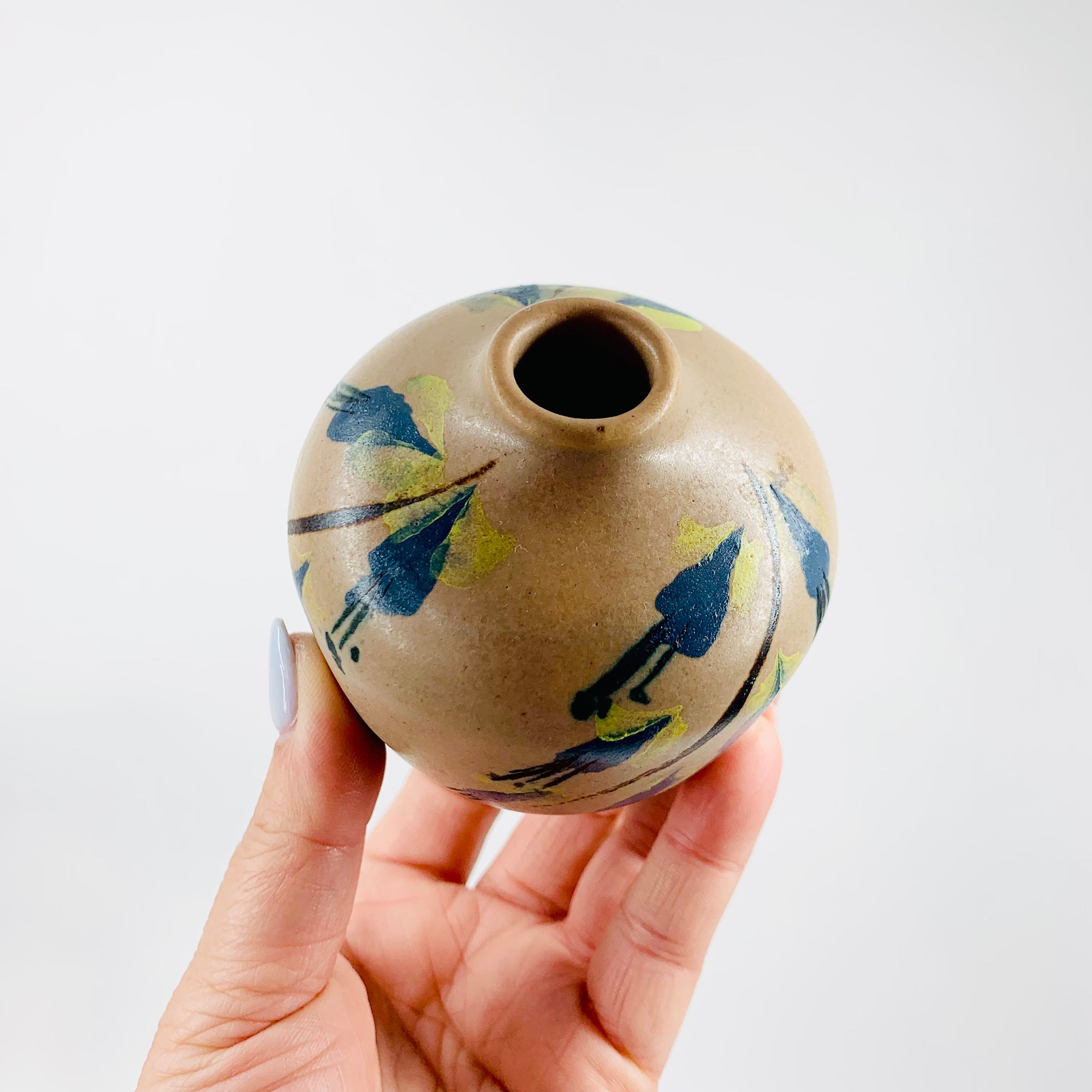 Stunning Midcentury Australian hand painted studio pottery mini vase