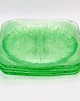 Extremely rare antique Art Deco uranium glass plate in the princess pattern