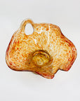 1980s AUSTRALIAN MOUTH BLOWN ORNAGE SPATTER ART GLASS BOWL/VASE