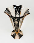 Antique Art Nouveau pink and black enamel glass vase by Karl Palda