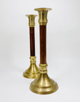 Vintage MCM wooden brass candle holders