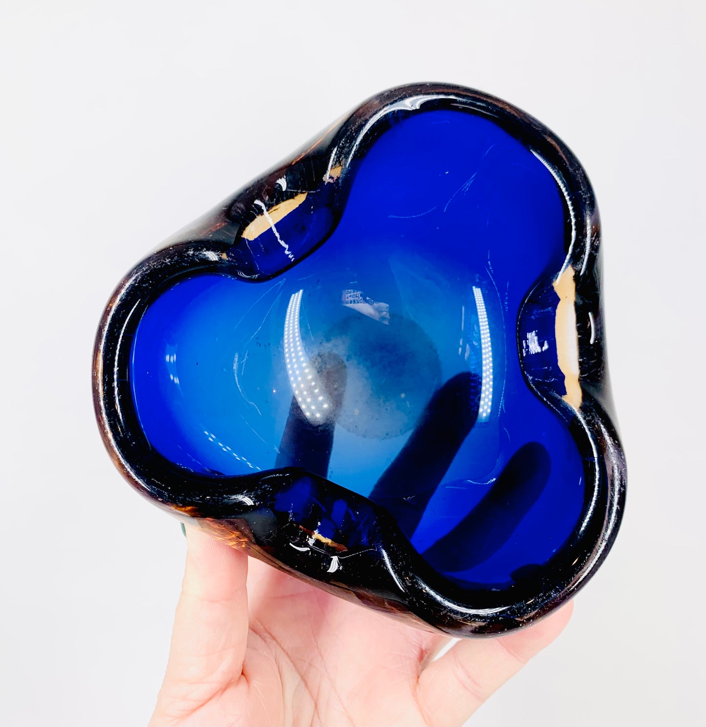 Stunning and rare MCM Murano cobalt blue glass ashtray