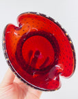 1950s MURANO RED BULLICANTE GLASS SHELL BOWL