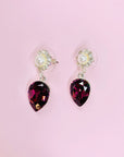 Brand new vintage costume necklace earrings suite with clear and purple rhinestones