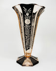 Antique Art Nouveau pink and black enamel glass vase by Karl Palda