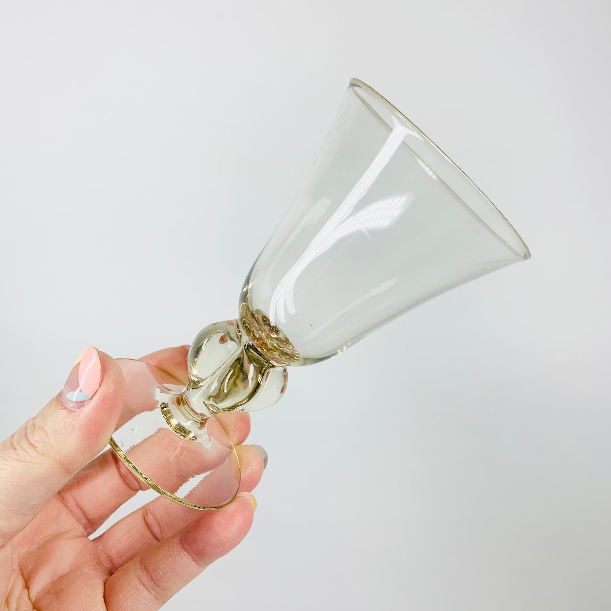 Rare Midcentury Swedish hand made citrine liqueur glasses with short stem