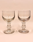 Antique short stem mouth blown grey glass wine goblet