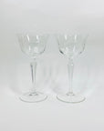 1940s hand made hand etched long stem cocktail glasses
