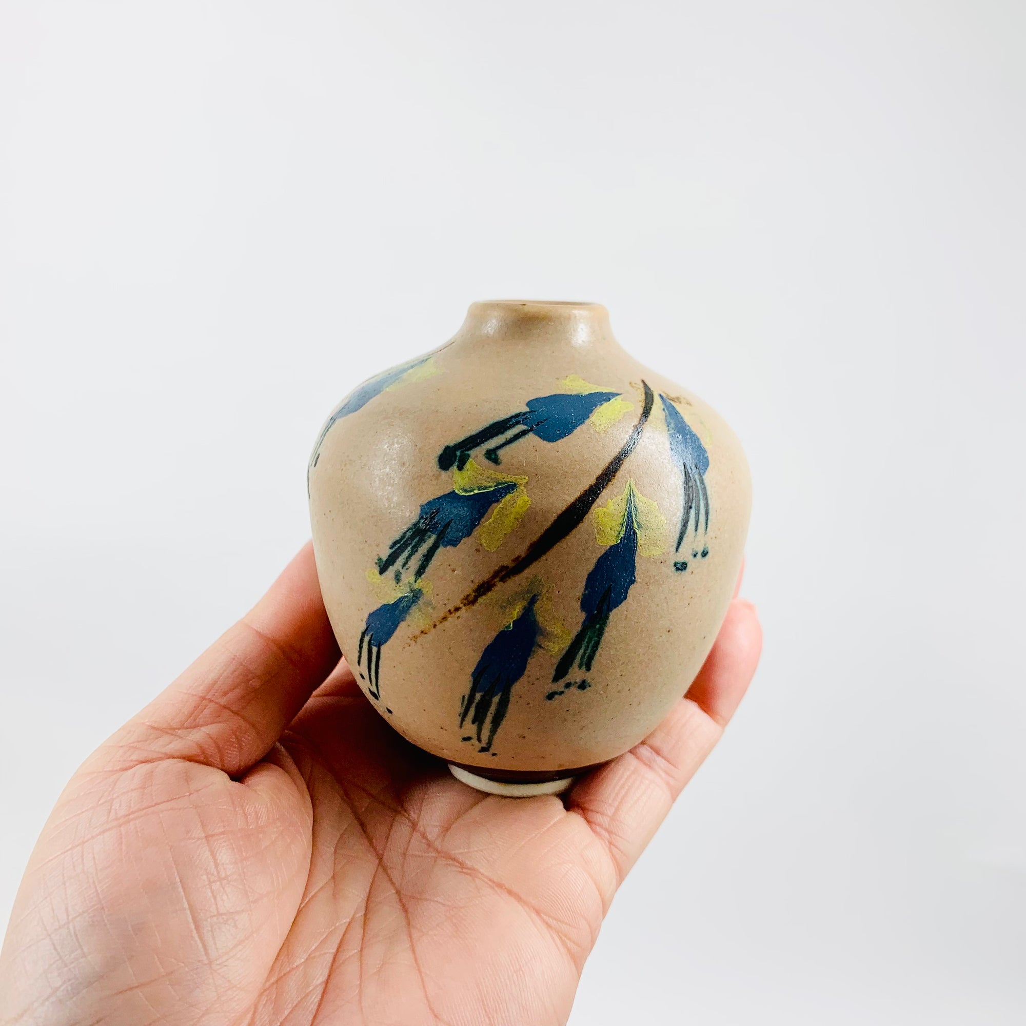 Stunning Midcentury Australian hand painted studio pottery mini vase