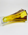 Extremely rare antique Art Deco footed spiral citrine and ruby enamel vase by Karl Palda